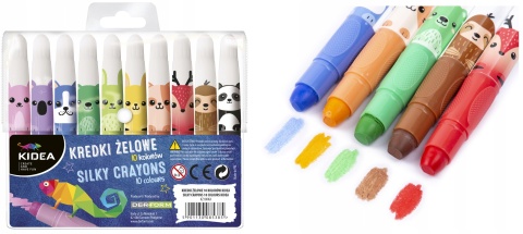 Kredki żelowe w pisaku wykręcane grube zwierzątka 10 kolorów