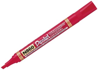 Marker permanentny PENTEL ze ściętą końcówką N860 czerwony 1 szt