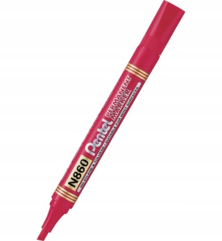 Marker permanentny PENTEL ze ściętą końcówką N860 czerwony 1 szt