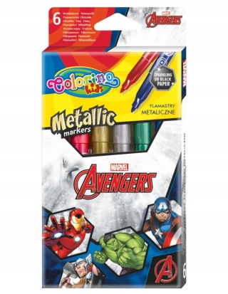 Markery metaliczne flamastry pisaki 6 kolorów AVENGERS