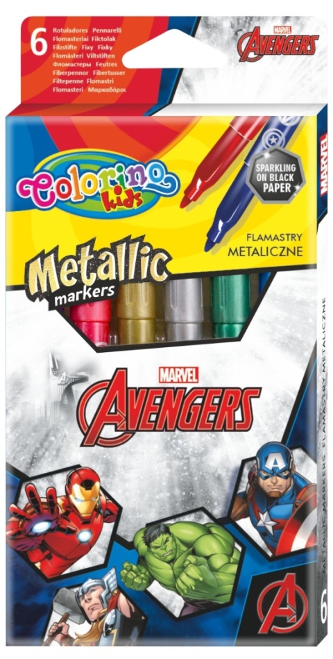 Markery metaliczne flamastry pisaki 6 kolorów AVENGERS