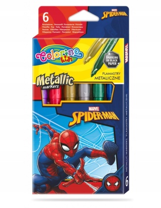Markery metaliczne flamastry pisaki 6 kolorów SPIDERMAN