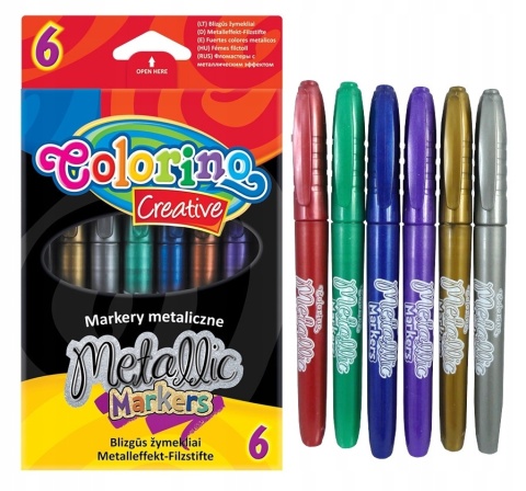 Markery metaliczne mazaki 6 kolorów Colorino