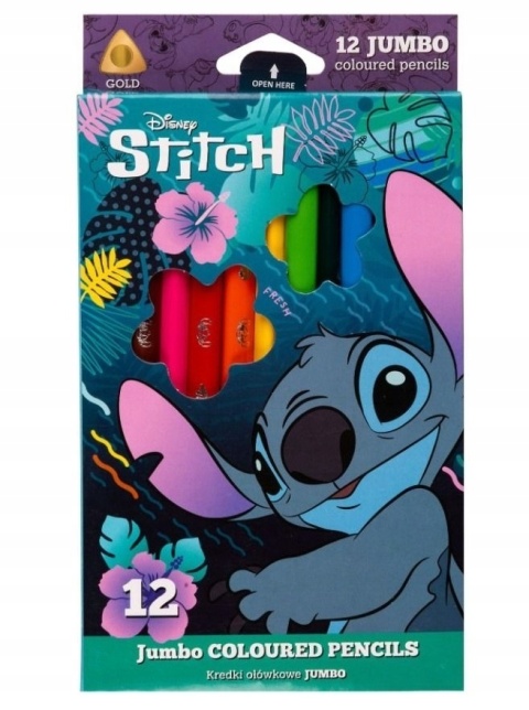 Stich kredki ołówkowe trójkątne JUMBO grube 12 Lilo i Stitch