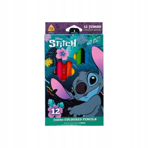 Stich kredki ołówkowe trójkątne JUMBO grube 12 Lilo i Stitch