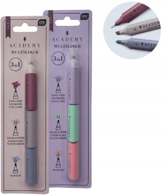 ZESTAW MARKER ZAKREŚLACZ CIENKOPIS 0,4mm 3w1 ACADEMY INTERDRUK 2 szt