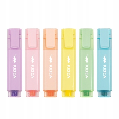 Zakreślacze markery zakreślacz pastelowe 6 szt KIDEA