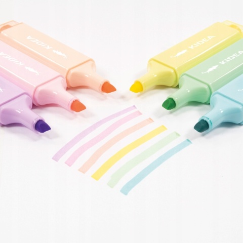 Zakreślacze markery zakreślacz pastelowe 6 szt KIDEA