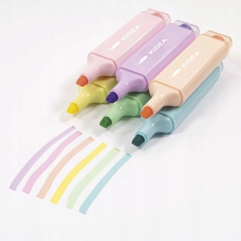 Zakreślacze markery zakreślacz pastelowe 6 szt KIDEA