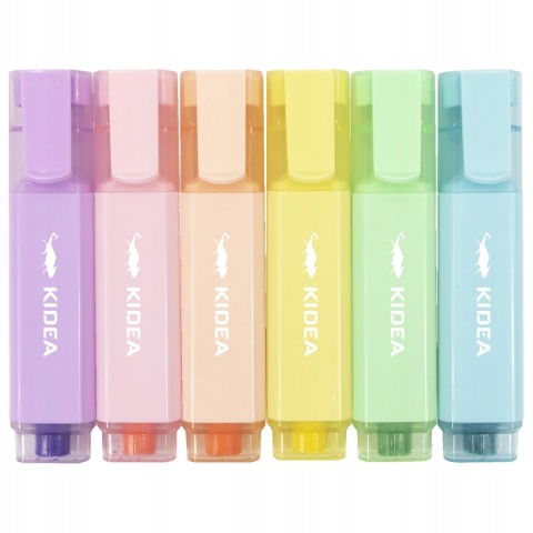 Zakreślacze markery zakreślacz pastelowe 6 szt KIDEA