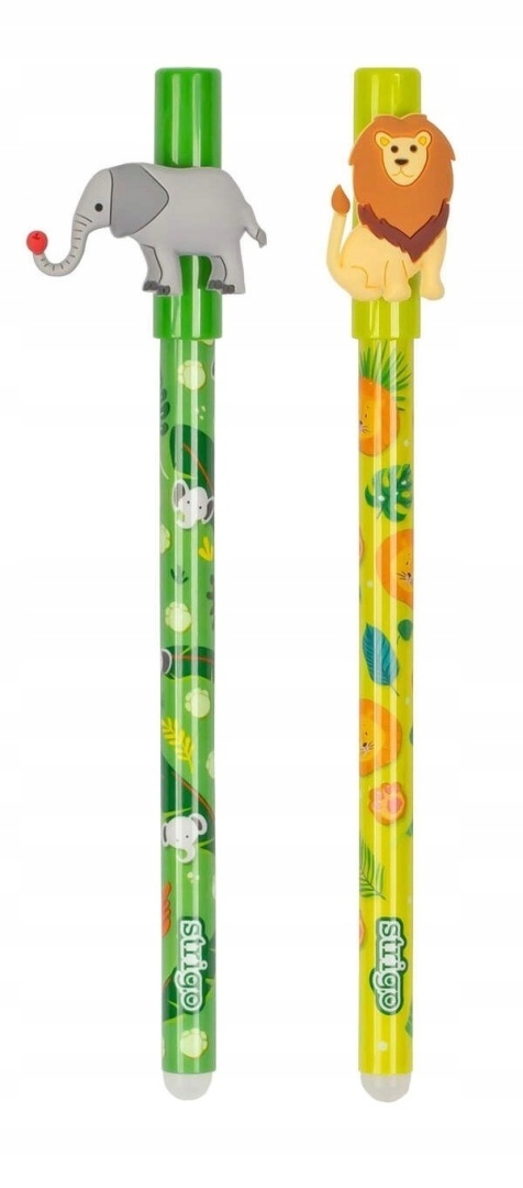 2szt długopis wymazywalny strigo lew słoń ZOO