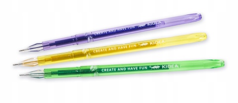 Długopisy żelowe diamentowe z brokatem KIDEA 6 szt