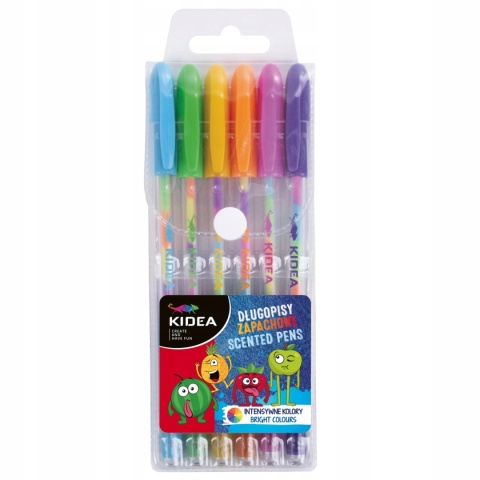 Długopisy żelowe zapachowe 6 sztuk tęczowy