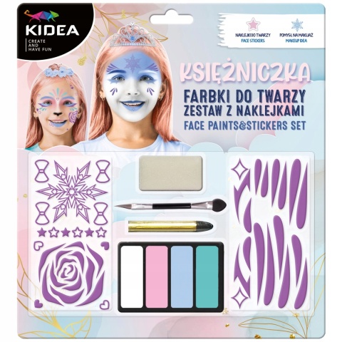 Farbki do malowania twarzy z szablonem KSIĘŻNICZKA