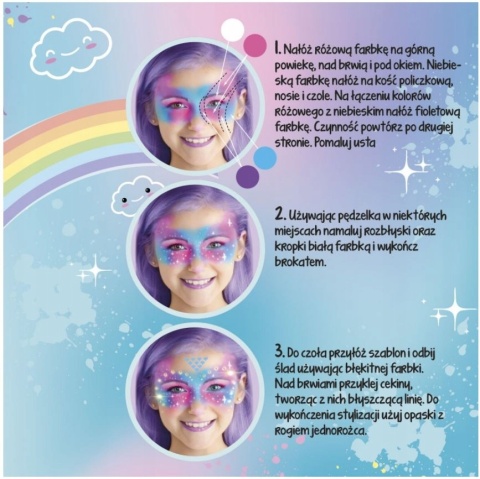 Farbki do twarzy Jednorożec unicorn brokat cekiny