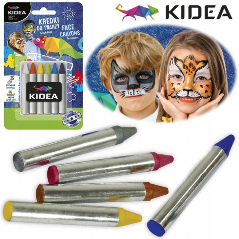 Farbki kredki do malowania twarzy 6 kol KIDEA