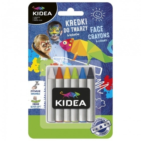 Farbki kredki do malowania twarzy 6 kol KIDEA