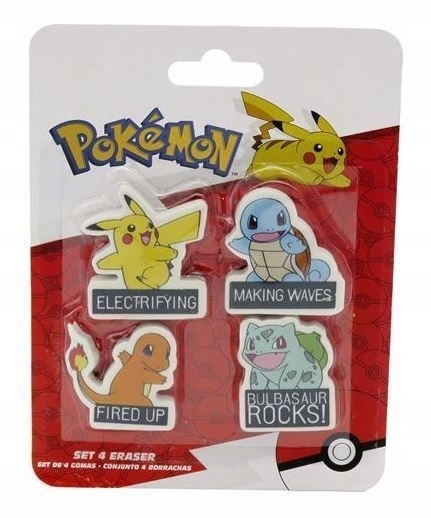 Gumki do ścierania mazania POKEMON 4 SZT