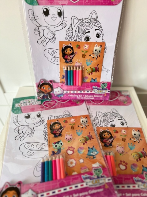 Kolorowanka naklejki zestaw kreatywny KOCI DOMEK