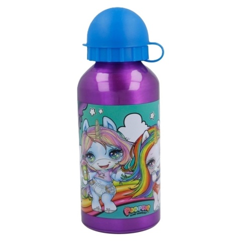 Bidon aluminiowy z ustnikiem na wodę JEDNOROŻEC Poopsie 400ml