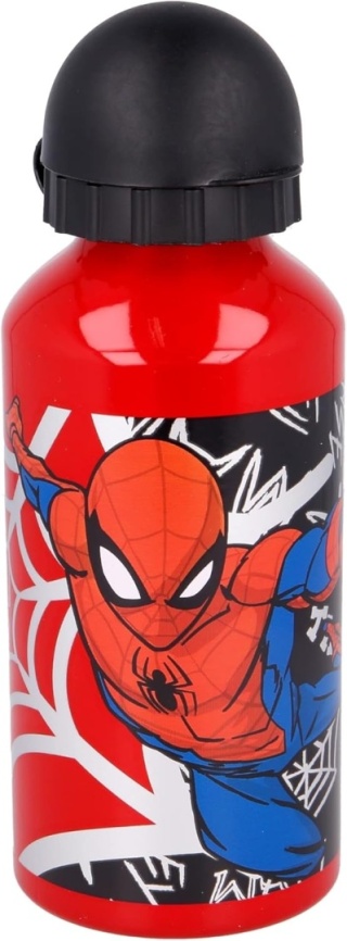 Bidon aluminiowy z ustnikiem na wodę SPIDERMAN czerwony 400 ml