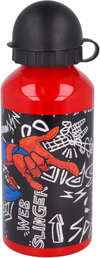 Bidon aluminiowy z ustnikiem na wodę SPIDERMAN czerwony 400 ml