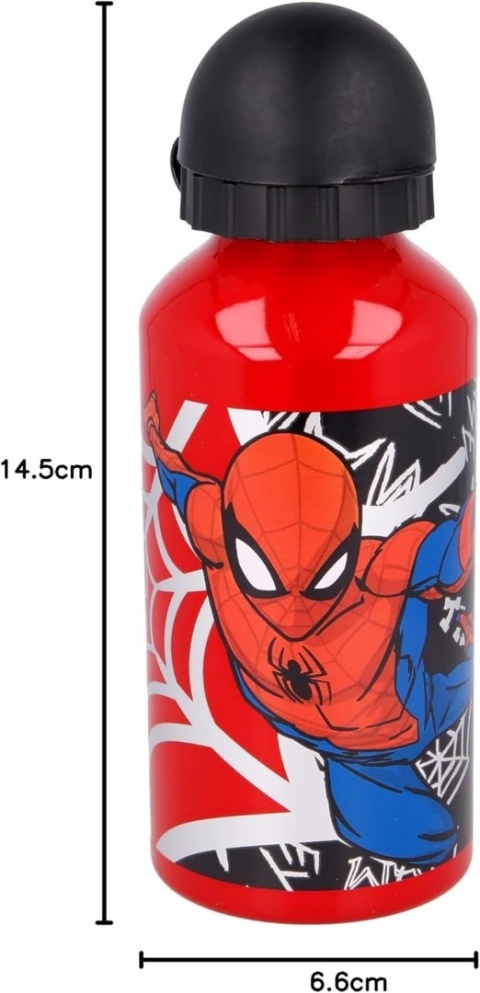 Bidon aluminiowy z ustnikiem na wodę SPIDERMAN czerwony 400 ml