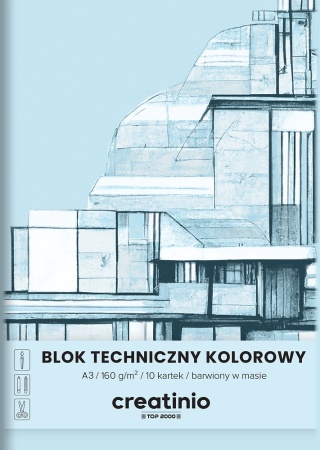 Blok techniczny A3 10 k 160g kolorowy Top 2000 1 szt