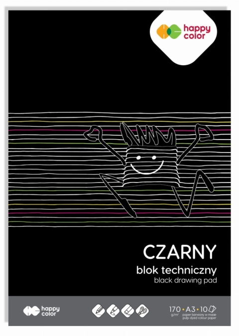 Blok techniczny A3 10 k 170 g czarny Happy Color