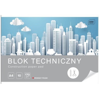 Blok techniczny A4 10 k 170g biały INTERDRUK