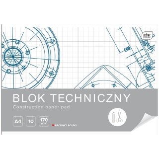 Blok techniczny A4 10 k 170g biały INTERDRUK