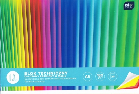 Blok techniczny A5 20 k 180g kolorowy INTERDRUK