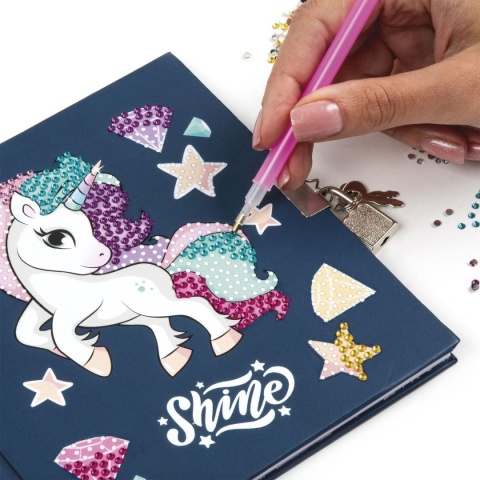 Diamentowy pamiętnik z kłódką + diamenciki do dekoracji jednorożec Unicorn