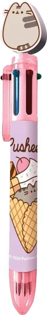 Długopis wielokolorowy 6 kolorowy PUSHEEN lody łakocie z toperem kotek