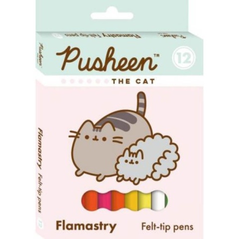 Flamastry mazaki pisaki 12 kolorów kot PUSHEEN