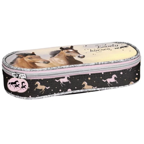 Konie koń lovely horses Piórnik saszetka z przegródkami i klapką