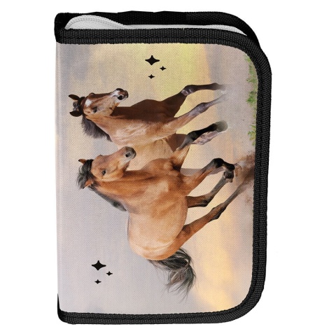 Piórnik do szkoły dla dziewczynki bez wyposażenia rozkładany pojedynczy szkolny Konie