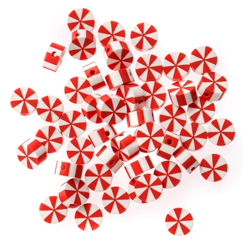 Koraliki do robienia biżuterii bransoletek świąteczne cukierki 1 cm 48 szt