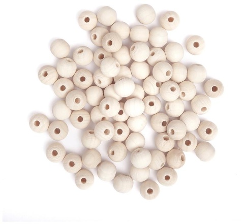 Koraliki drewniane naturalne, kulki 12 mm, 40g ok 70 szt