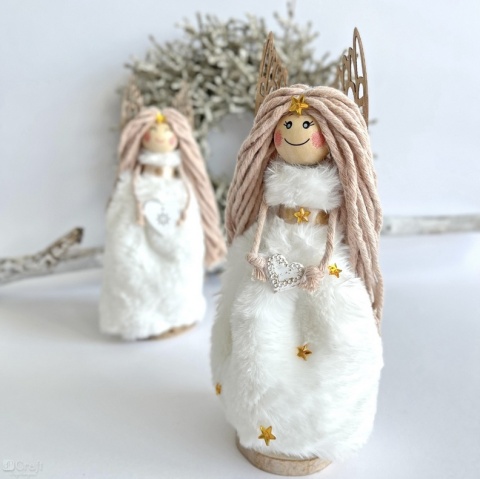 Koraliki drewniane do świątecznych dekoracji buźki twarze 3cm 8 szt