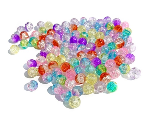 Koraliki szklane spękane 8mm, 100 szt, multikolor