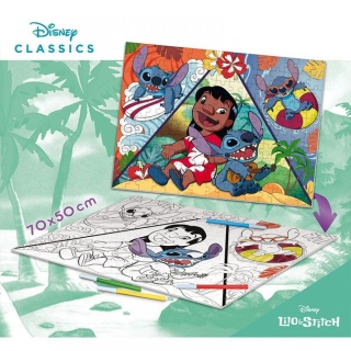 LILO I STITCH Puzzle 150 EL dwustronne kolorowanka 2w1 MAXIFLOOR 70X50 cm