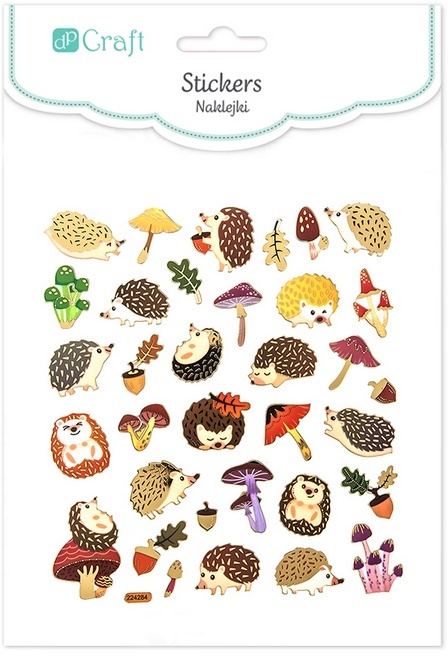 Naklejki połyskujące zestaw jeżel grzyby 34 szt