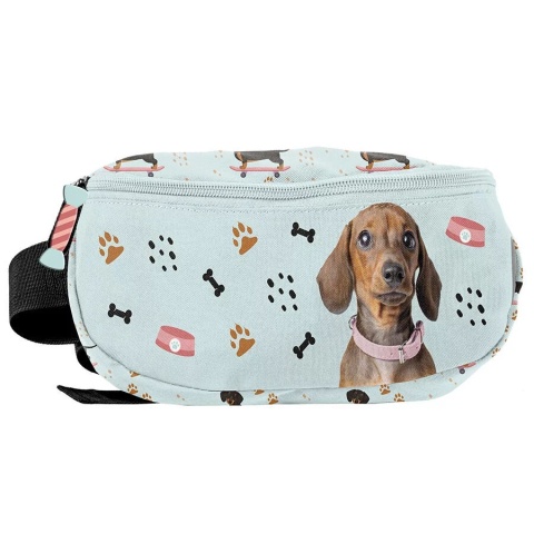 Nerka sportowa saszetka dziecięca dziewczęca młodzieżowa torebka na pas Pies jamnik dla dziewczynki
