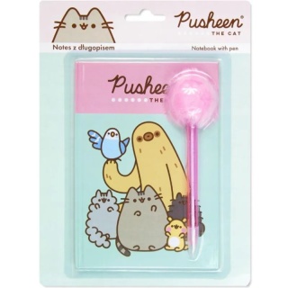 Notatnik notes pamietnik 40k + długopis z pomponem Kot kotek PUSHEEN