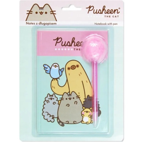 Notatnik notes pamietnik 40k + długopis z pomponem Kot kotek PUSHEEN Notatnik notes pamietnik 40k + długopis z pomponem Kot kotek PUSHEEN