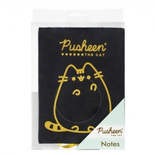 Notatnik pamiętnik pluszowy czarny Gold kot Pusheen z pomponem