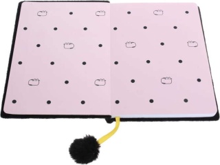 Notatnik pamiętnik pluszowy czarny Gold kot Pusheen z pomponem