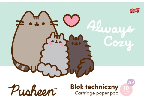 PUSHEEN kot kotek Puszin blok techniczny biały 190g A4 10 kartek