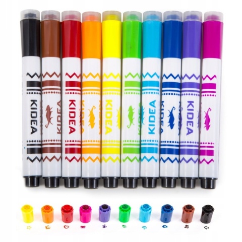 Pisaki ze stempelkami 10 kolorów KIDEA
